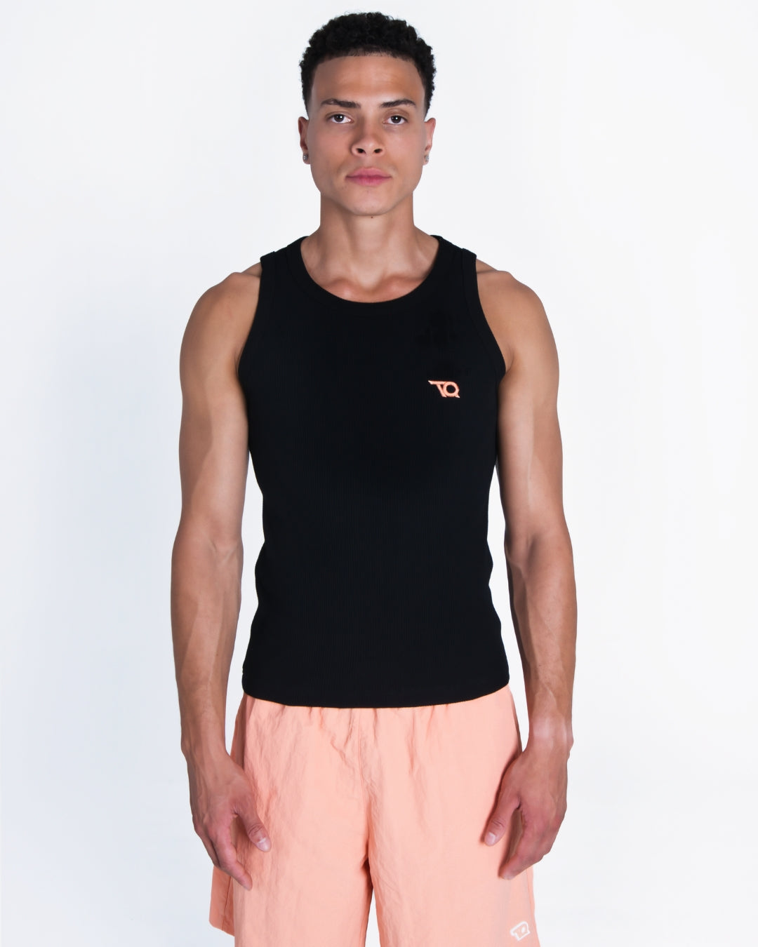 WAFFLE TANK TOP BLACK