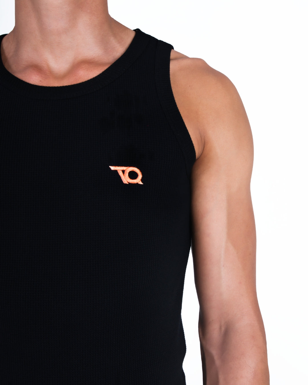 WAFFLE TANK TOP BLACK