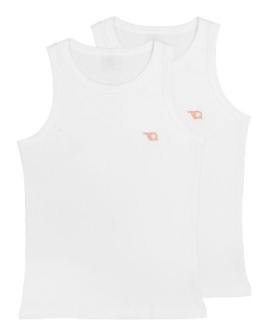WAFFLE TANK TOP WHITE 2ER-SET